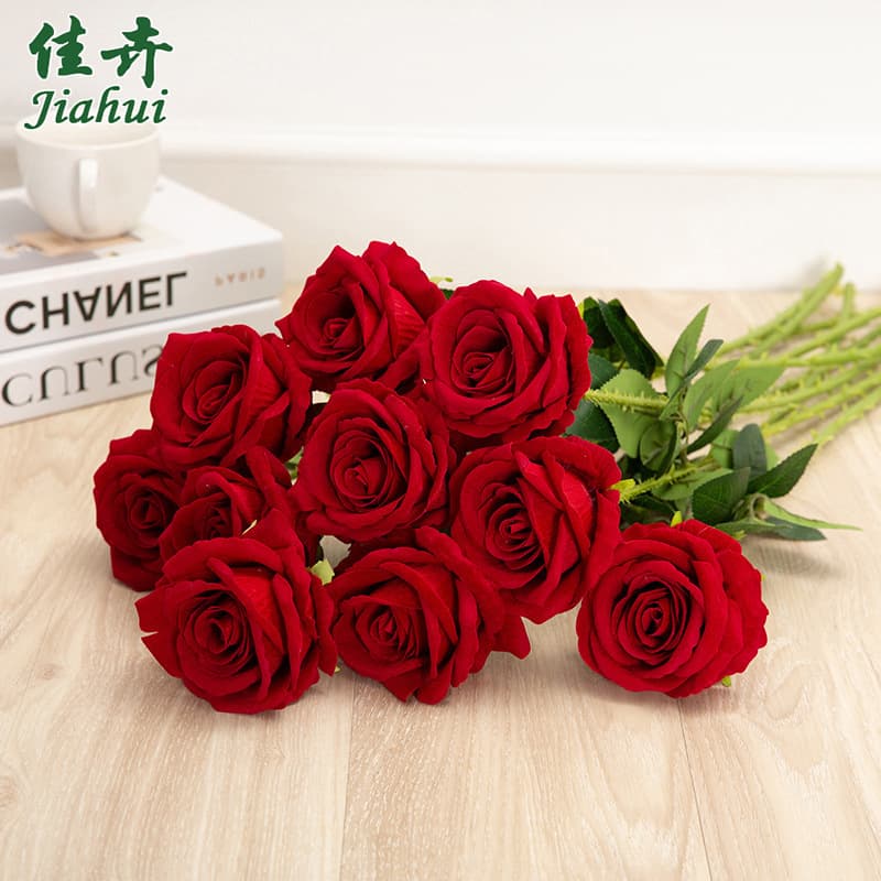 Realistic Flower Living Room Ornament Artificial Flowers Wedding Decoration Valentine's Day Black Roses Simulation Flowers