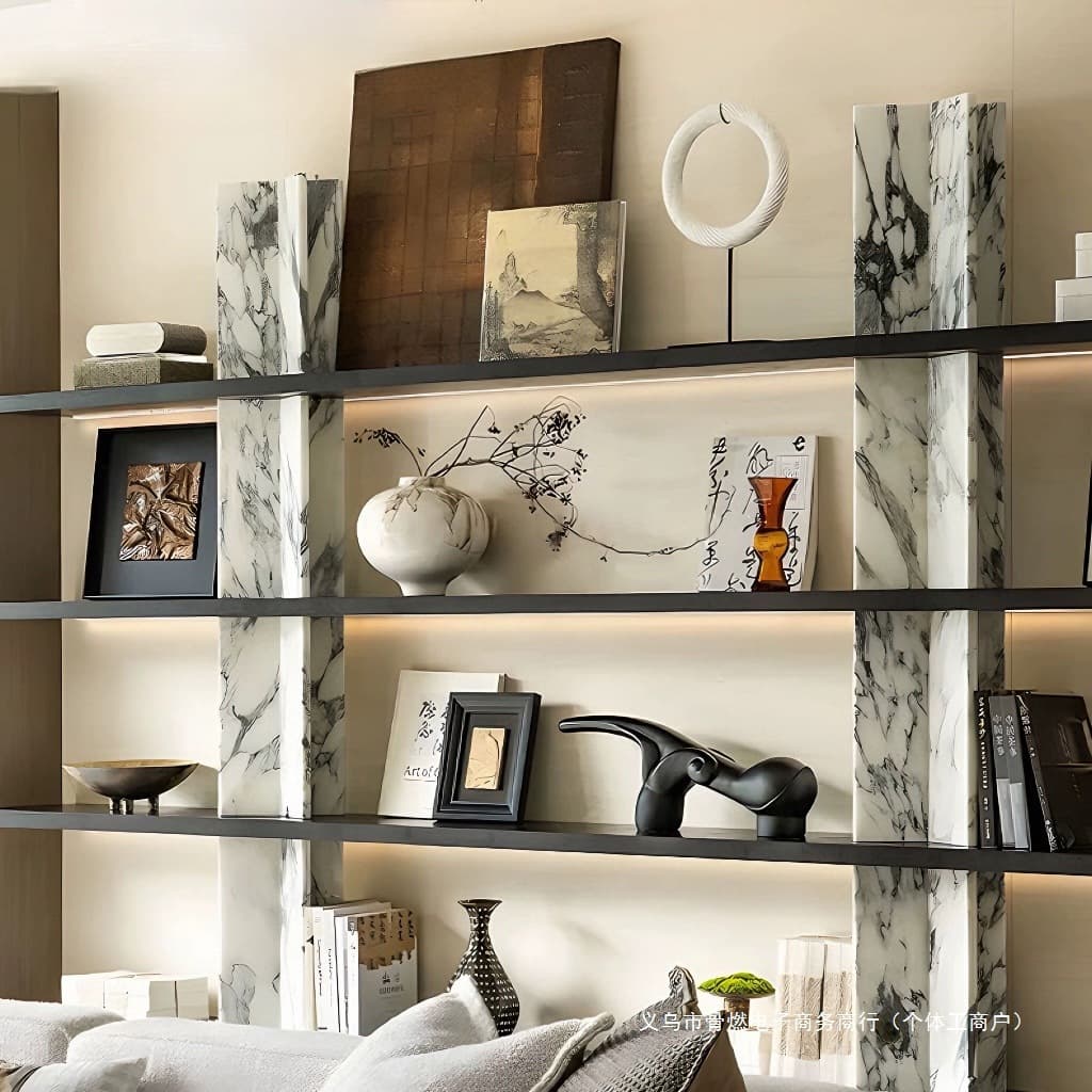 Study room model room bookshelf modern proboscis animal flower ware decorative ornaments minimalist jewelry box combination cabinet TV cabinet style