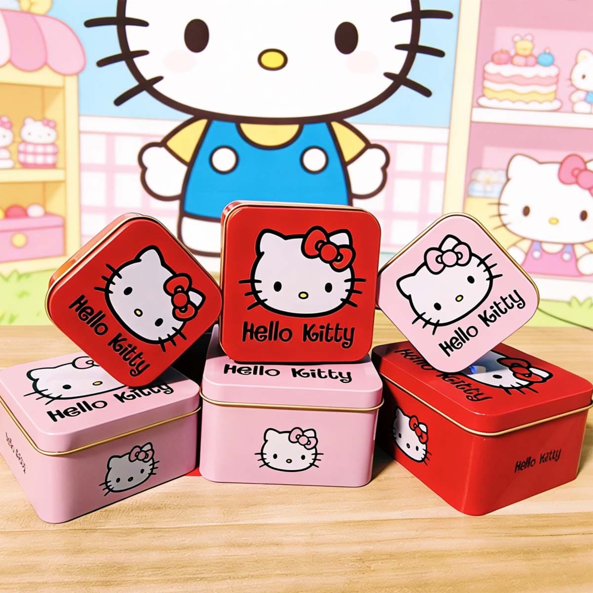 Hello Kitty Tin Storage Box Cute Cartoon Small Square Box Wedding Candy Box Gift Packaging Box KT Square