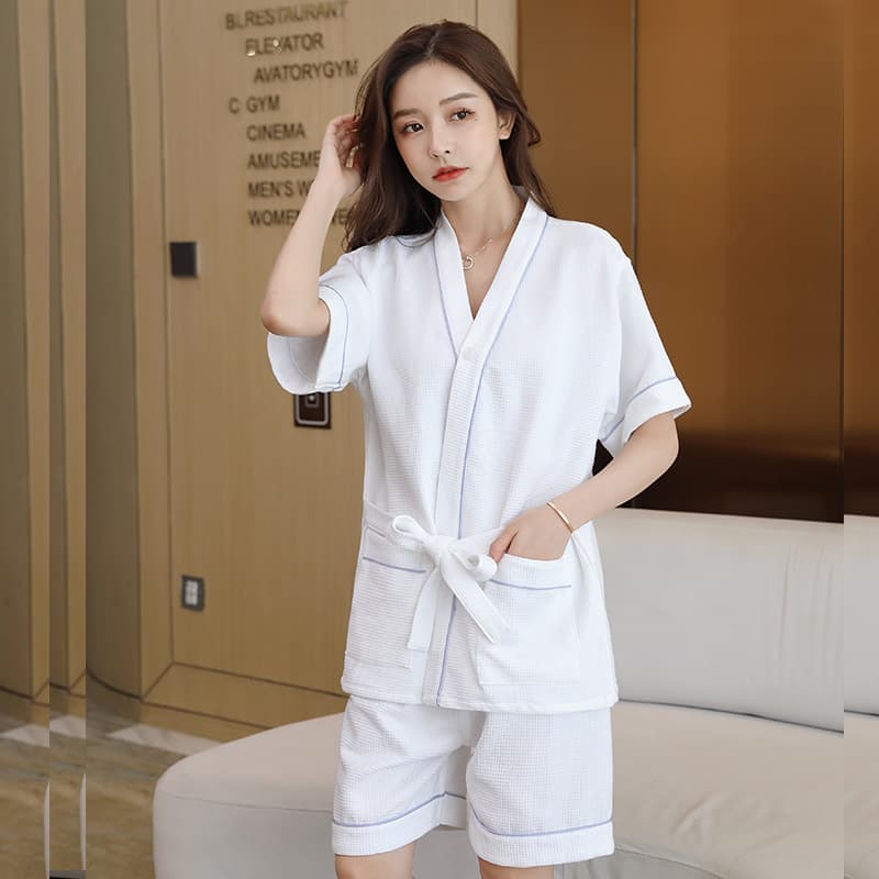 Cotton Cardigan Sweatshirt Women's White Bath Center Bathrobe Men's Kimono Couple's Large Size Loose Foot Therapy Set