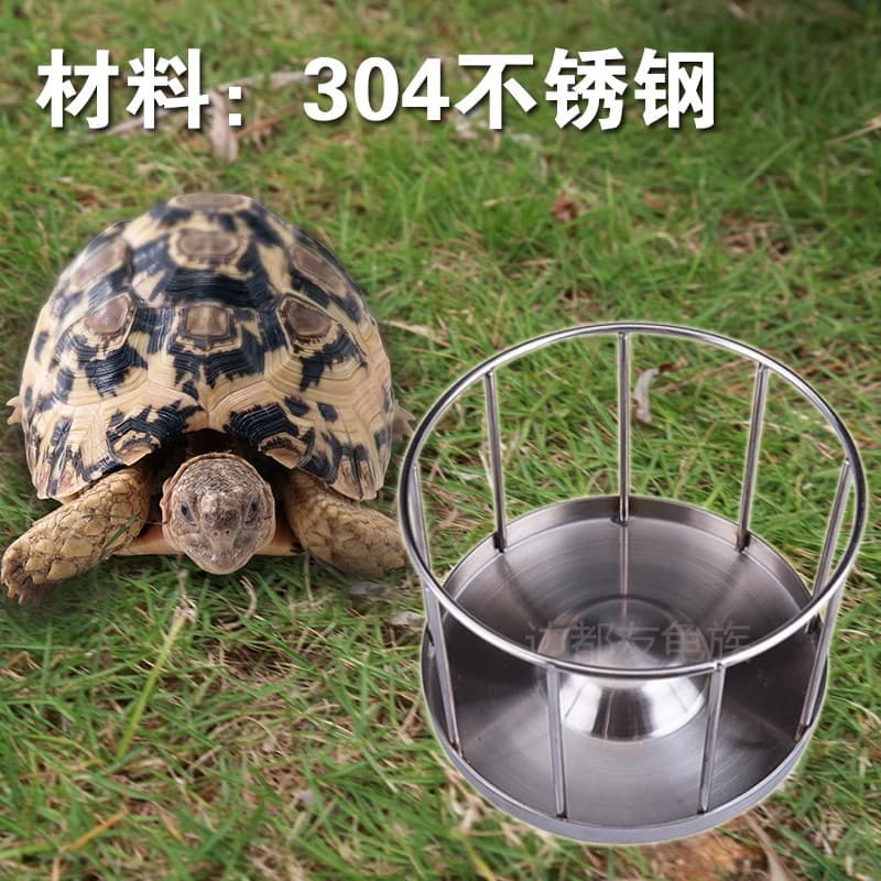 Tortoise Food Bowl Half-Water Turtle Food Tray with Rim, 304 Stainless Steel Yellow Edge Food Table Disc Turtle Feeder, Free Shipping