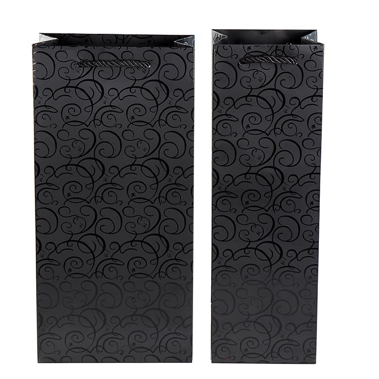 Red Wine Thickened Gift Bag Black UV Pattern Wine Single Double Bottle Handbag Cigarette Packaging Paper Bag