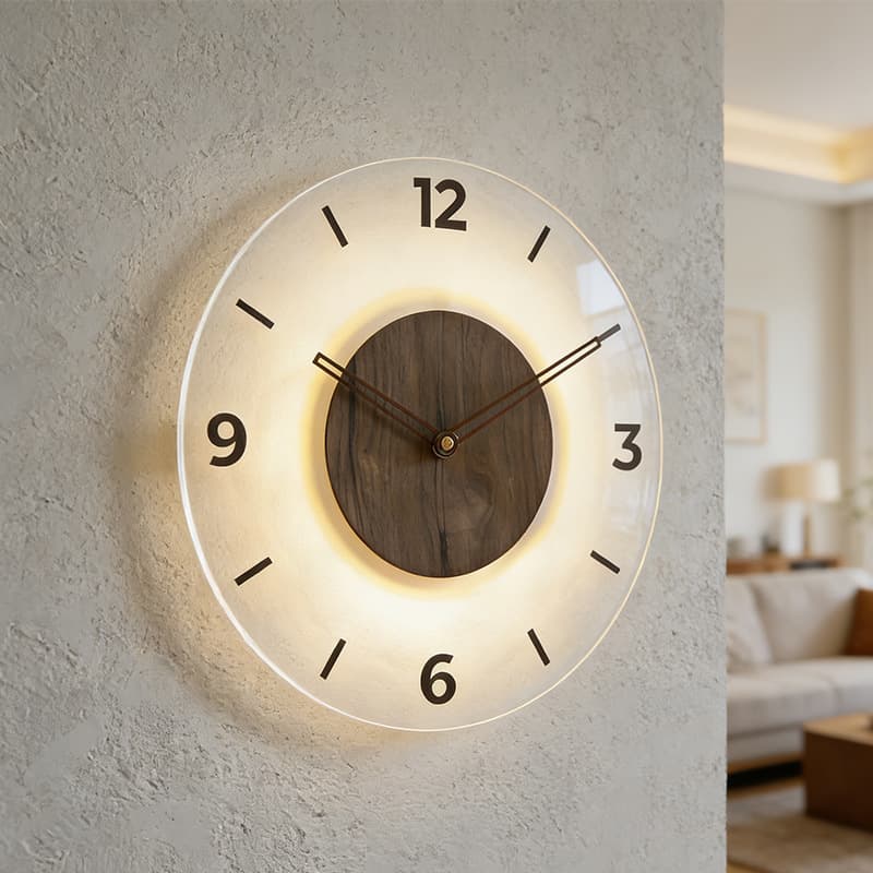 Japanese Amazon Solid Wood Wall Clock Simple Transparent Creative Clock Wall Clock Living Room Home Wall Decoration Clock