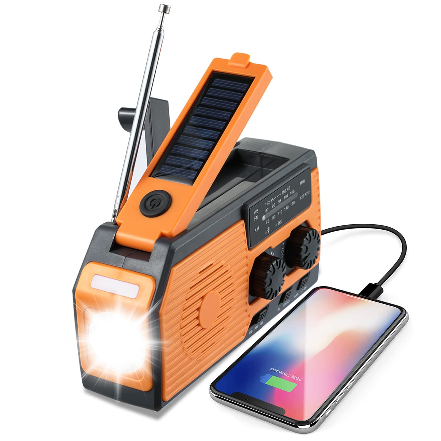 Amazon Hot Sale Solar Hand Crank Emergency NOAA Radio 5000mAh Power Bank Battery Level Display Home Appliance/Radio/Recorder