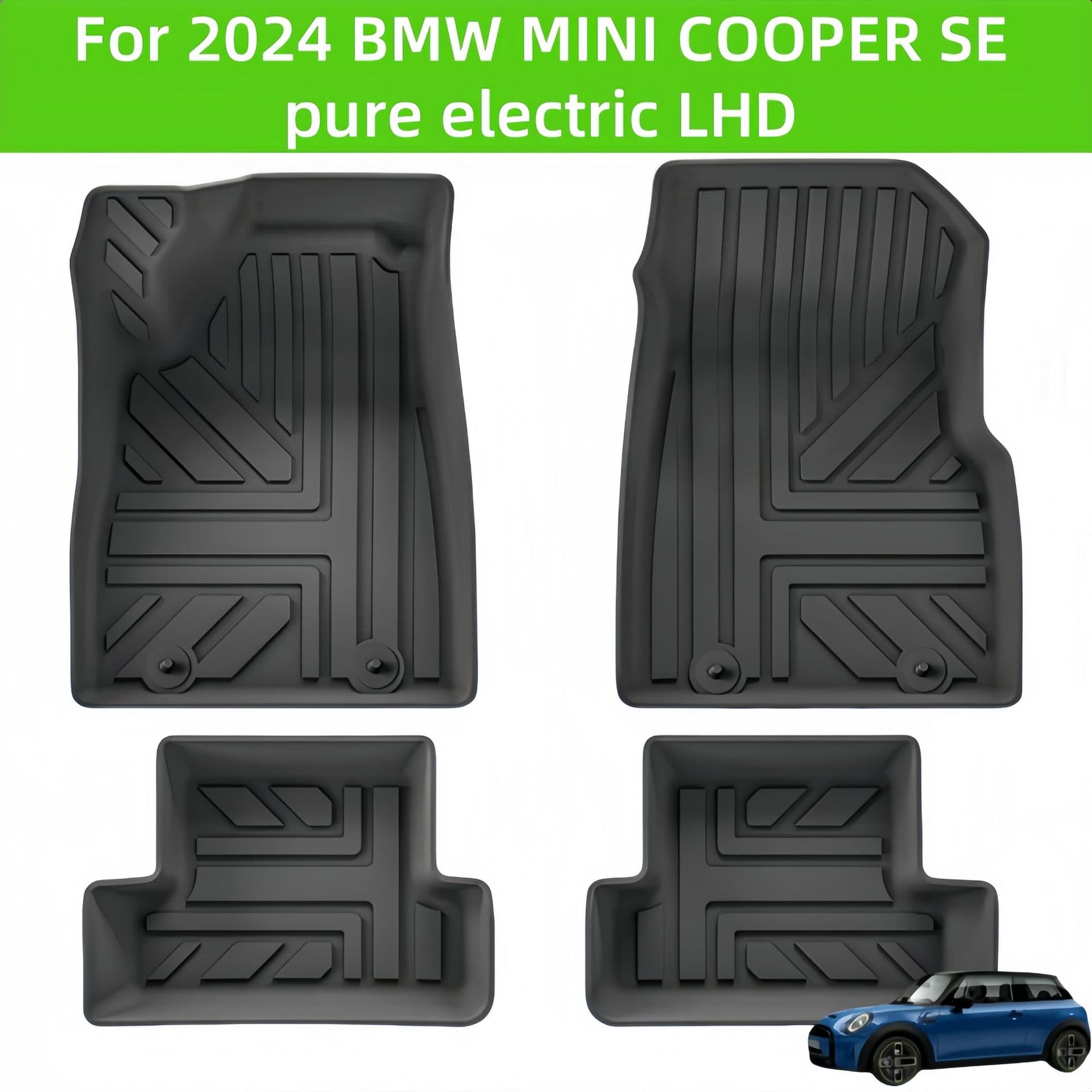 For 2024 MINI COOPER SE EV TPE Car Floor Mat/Rear Trunk Mat