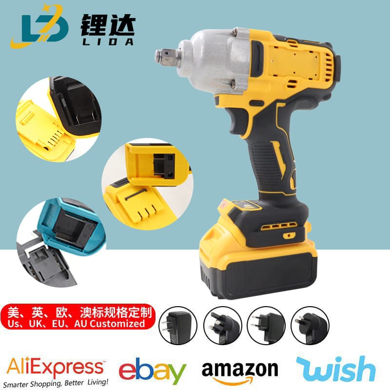 Cross-border Trade High Torque Electric Wrench 600N Lithium Battery Rechargeable Woodworking Auto Impact Wrench