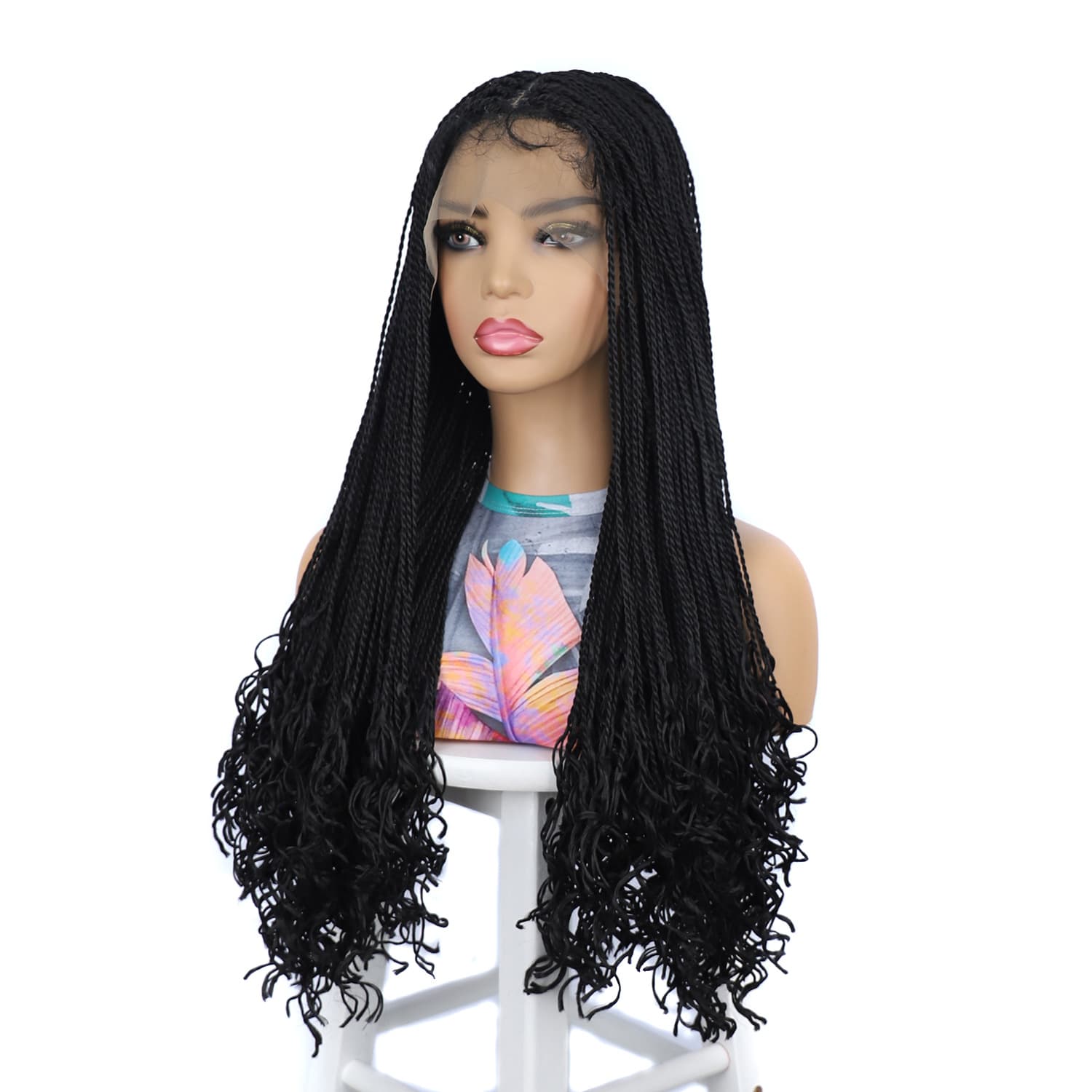 Lace Wig with Two-Twist Curly Dreadlocks, Synthetic Fiber Front Lace Wig, Export Dreadlock Wig