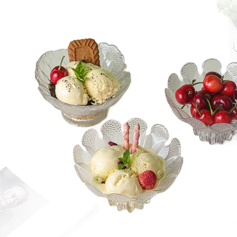 Ins Style Transparent Glass Ice Cream Bowl, High Appearance Dessert Bowl, Fruit Salad Bowl, Yogurt Bowl, Creative Home Bowl