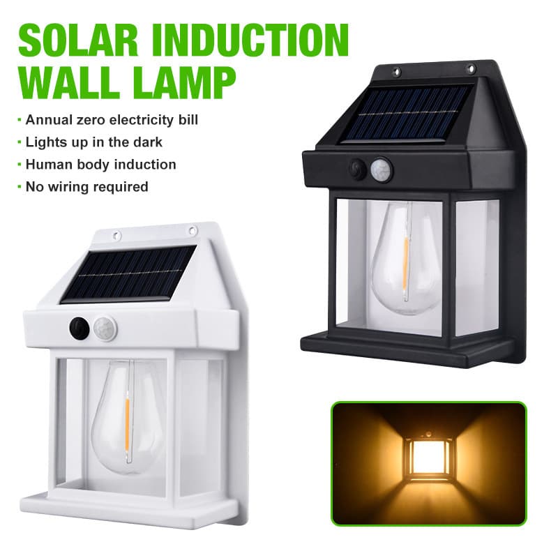 Cross-border New Outdoor Solar Light, Tungsten Filament Wall Lamp, Yard Sensor Light, Garden Villa Night Light, Waterproof Illumination