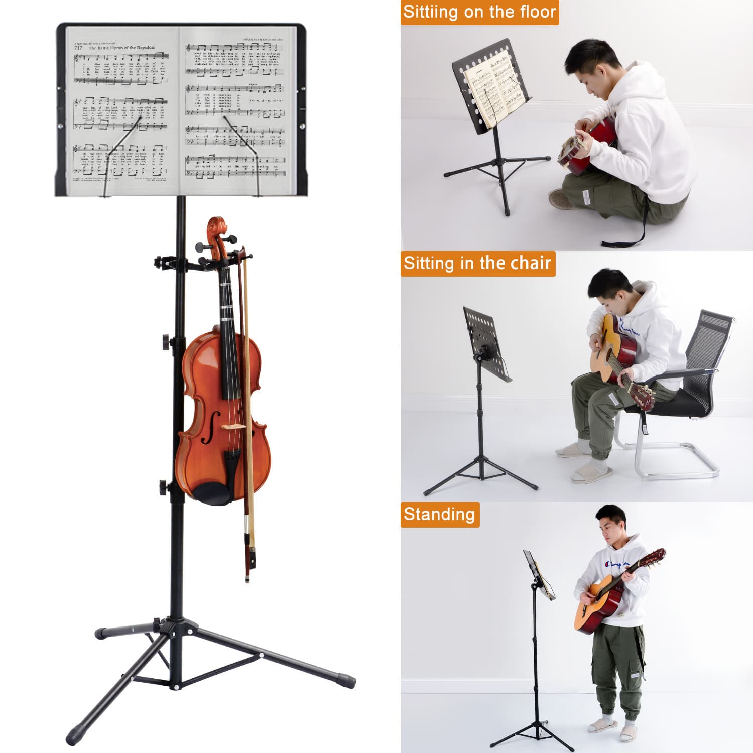 Cross-border foreign trade foldable music stand plastic music stand metal portable retractable guitar score violin guzheng