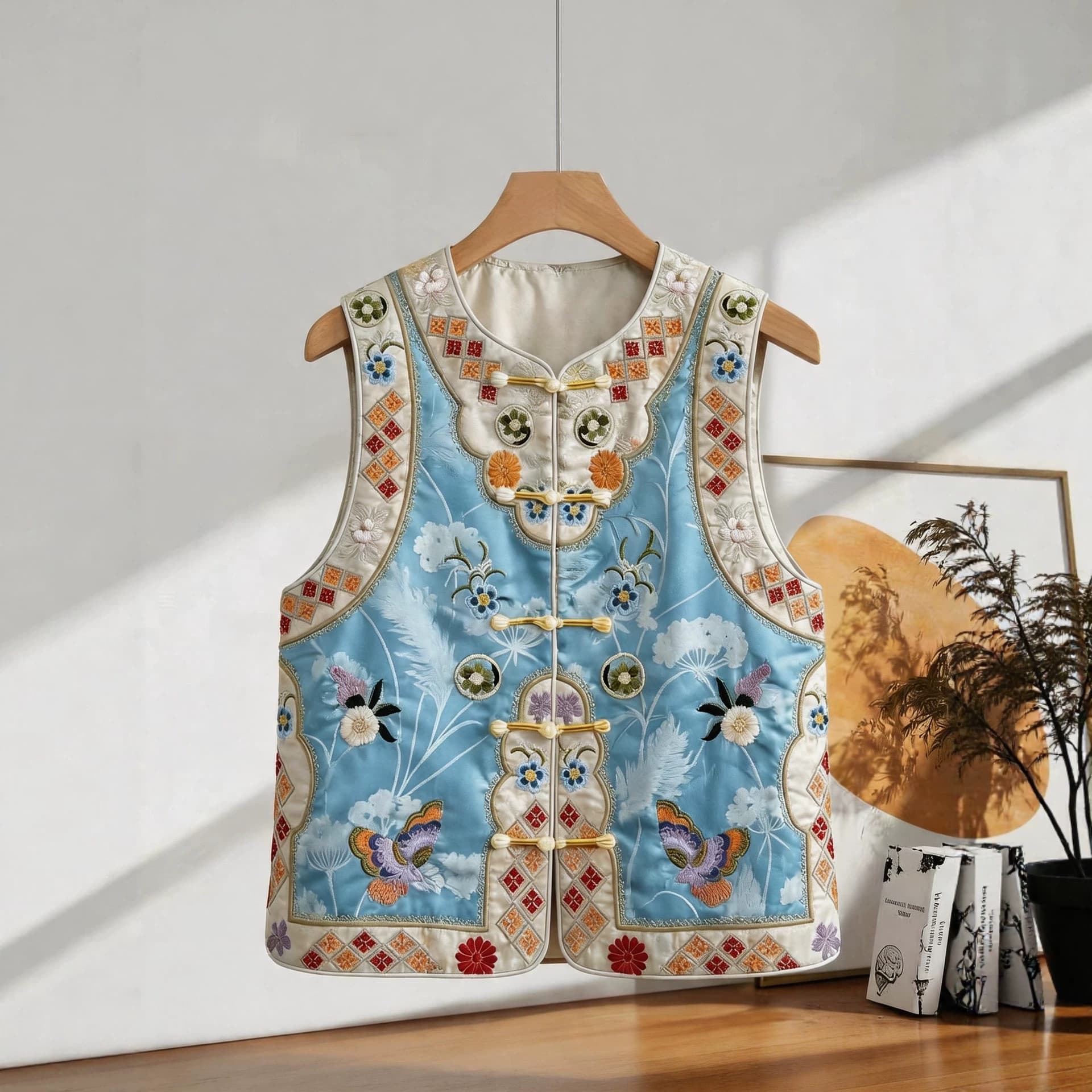 New Chinese Style National Wind Vest for Women Jacquard Button Cardigan Spring Autumn Retro Sleeveless Vest Mother Wear Slimming Coat