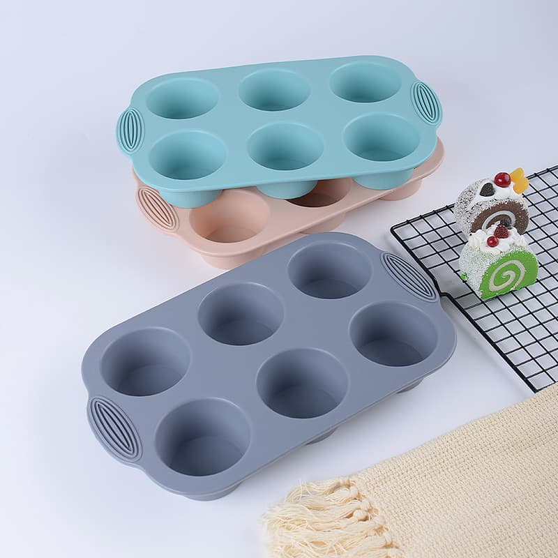 Wholesale Silicone Mold 6 Consecutive Round Muffin Cup DIY High Temperature Resistant Silicone Cake Mold Kitchen Baking Tools