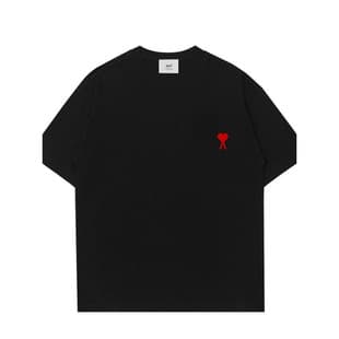 AMI Correct Version Classic Small Heart Embroidered Short Sleeve T-Shirt Men's Summer Trendy Brand Loose Casual Versatile T-Shirt