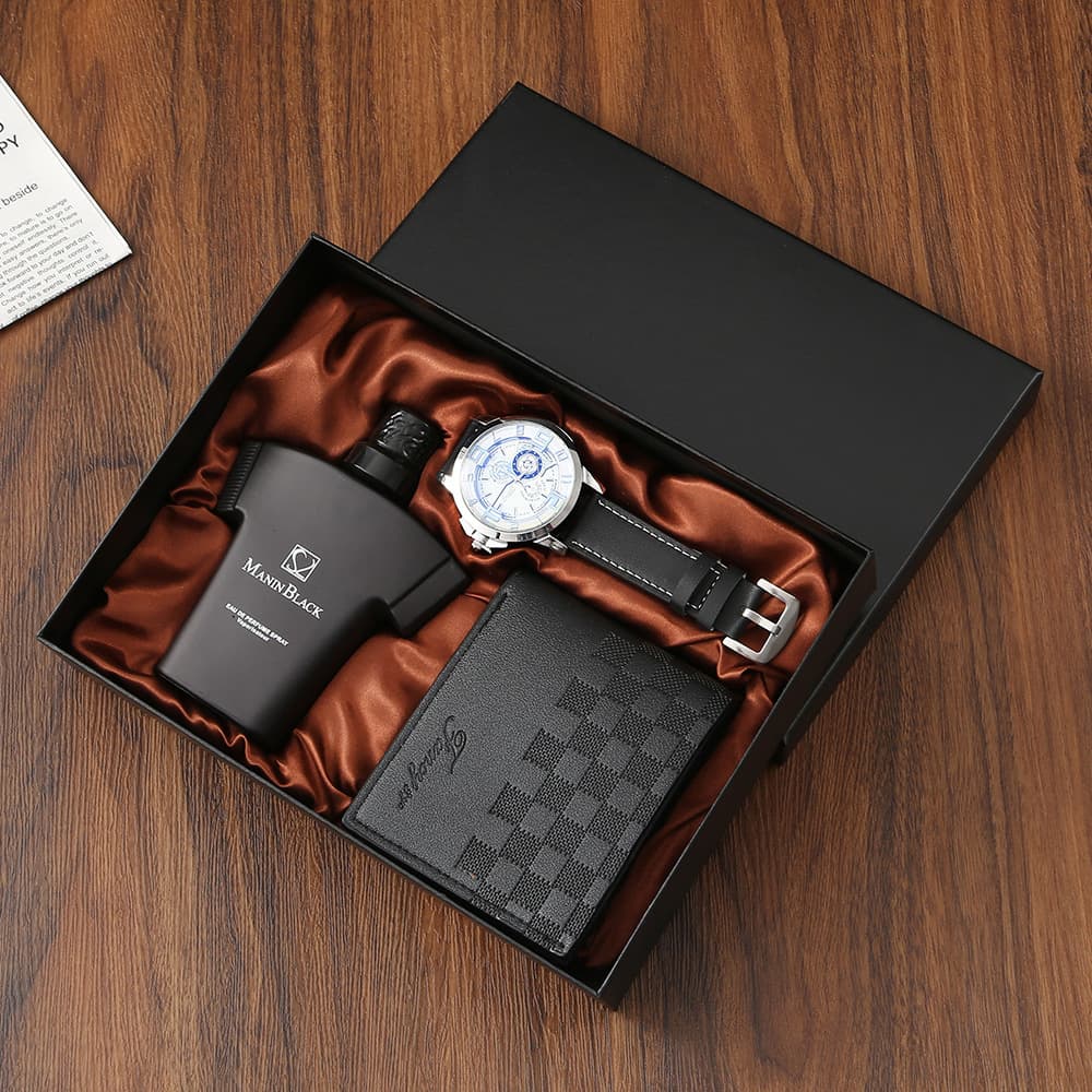 Cross-border Men's Business Gift Box Set Perfume Quartz Watch PU Wallet for Boyfriend Valentine's Day