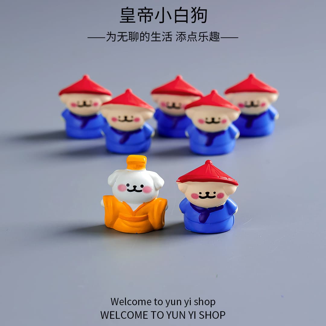 Cute White Cartoon Puppy Moss Miniature Landscape Car Desktop Decoration