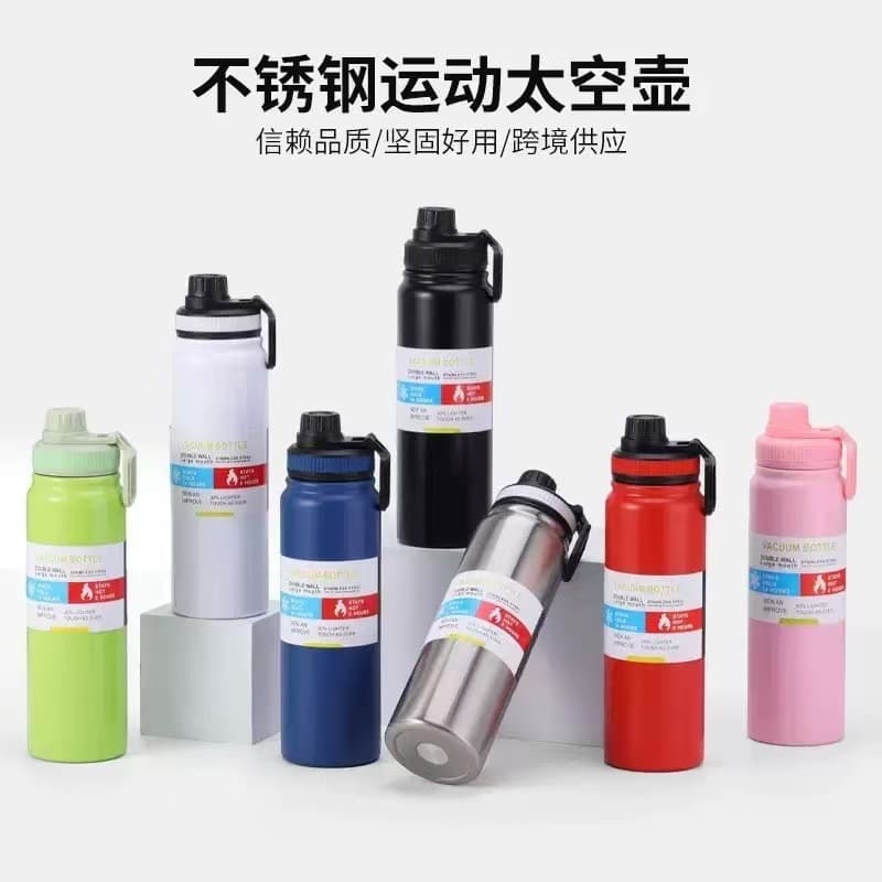Cross-border 304 stainless steel thermos cup large capacity vacuum cup outdoor sports space pot food grade water cup