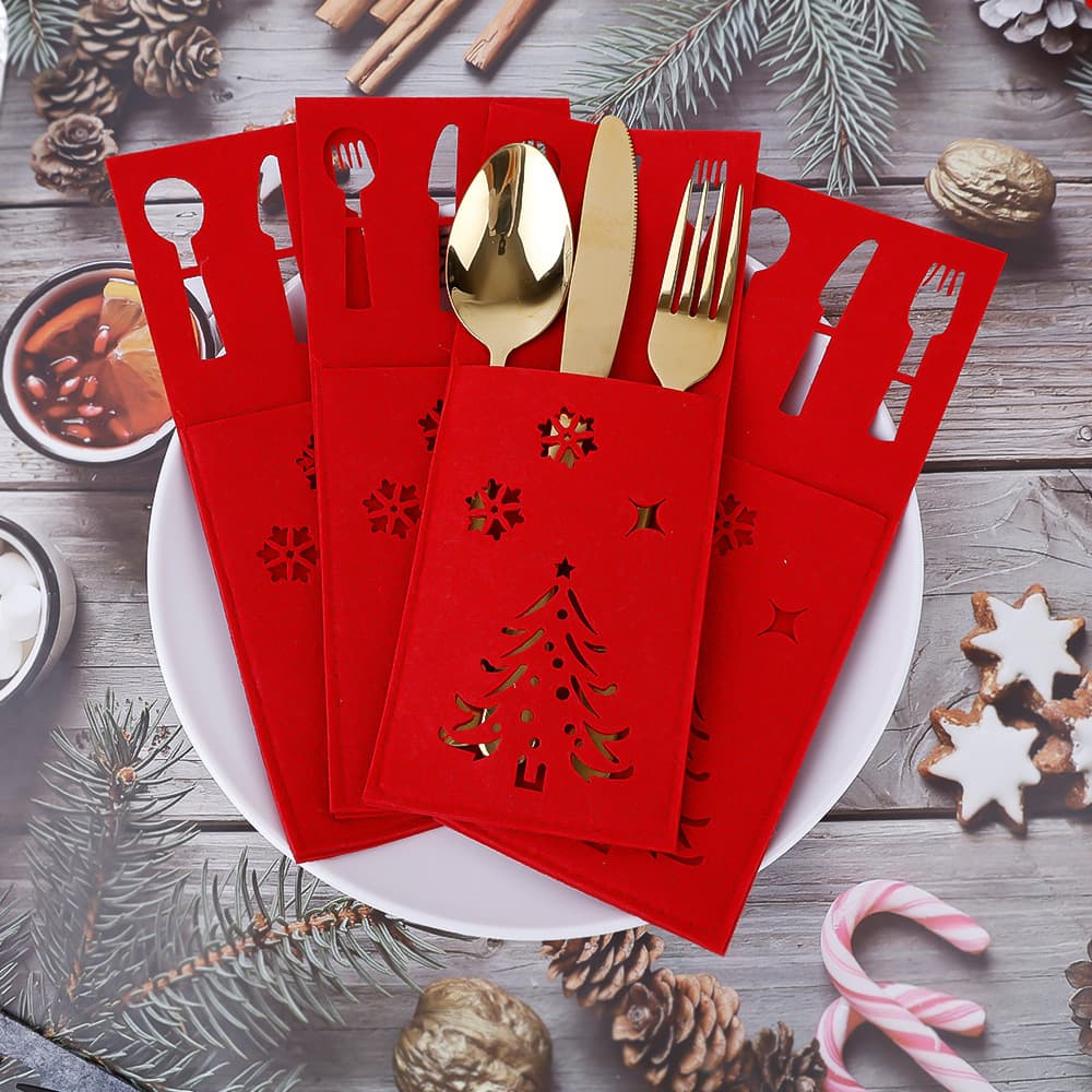 Cross-border supply of felt cutlery bags, Christmas decoration table settings, hotel restaurant tableware cutlery bags, felt cutlery bags