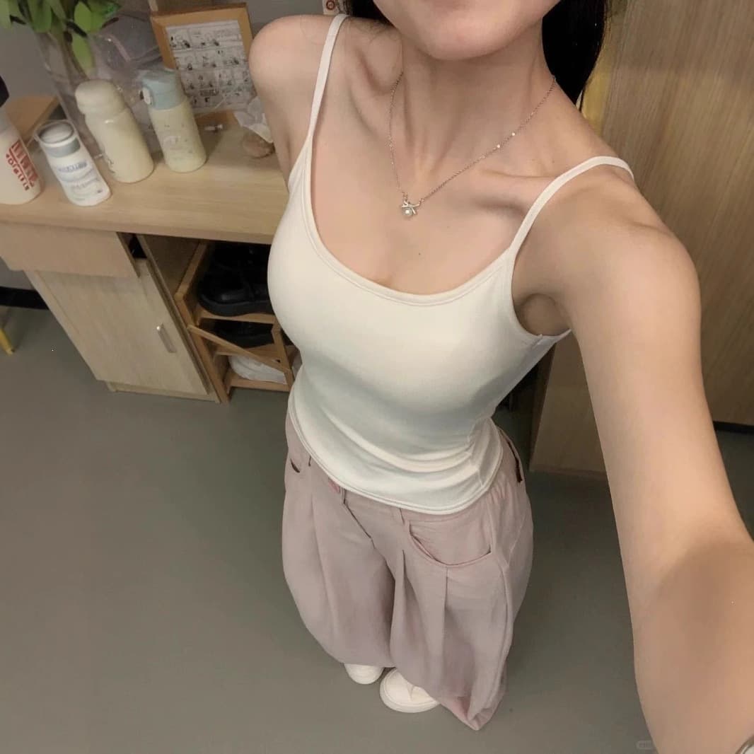 Summer Women's Camisole Top, Sheer & Brightening, with Padded Bra, Yoga & Sport Fit, Slimming Base Layer, Backless Design