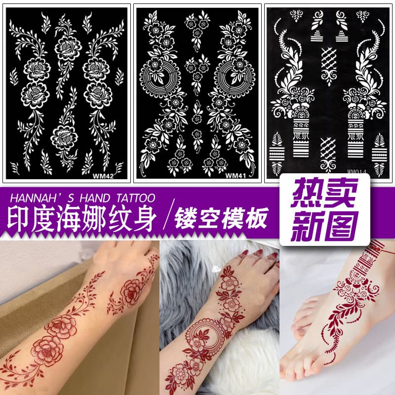 Wholesale DIY Cross-border Hot Selling New Tattoo Stencil Large Pattern Tattoo Sticker Juice Henna Lace Mold
