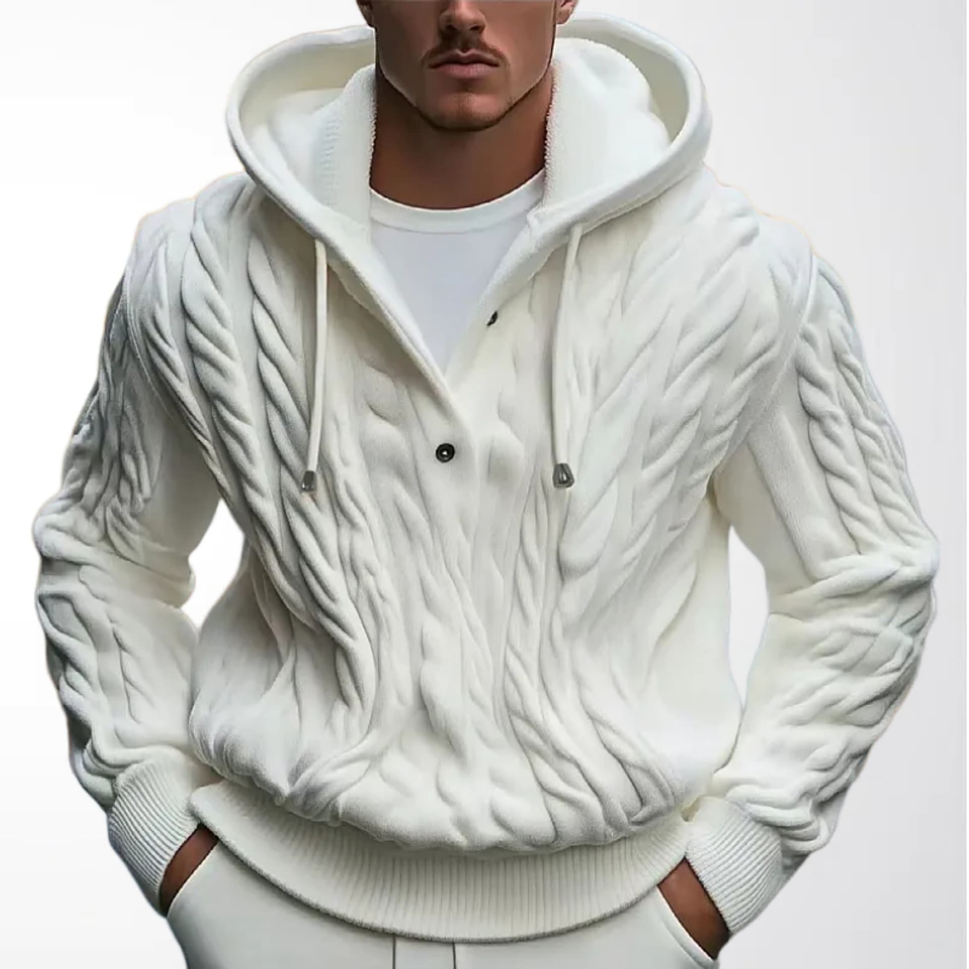 American Heavy-Duty 3D Cable Knit Hooded Sweater Thick Warm Pullover for Autumn and Winter Export Men's Clothing SY0139