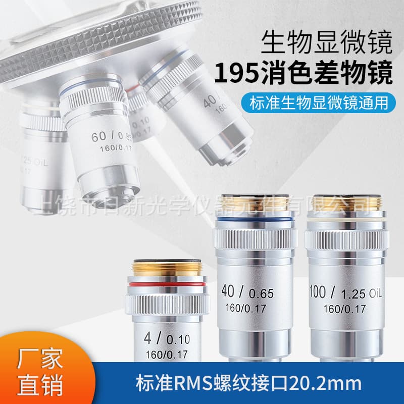 195 achromatic objective lenses 4x/10x/20x/40x/60x high-power microscope objectives factory direct