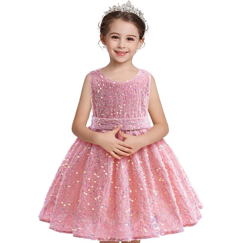 New Export Christmas Girls Dress Sleeveless Princess Dress Korean Velvet Halloween Gown Vintage Tutu Skirt