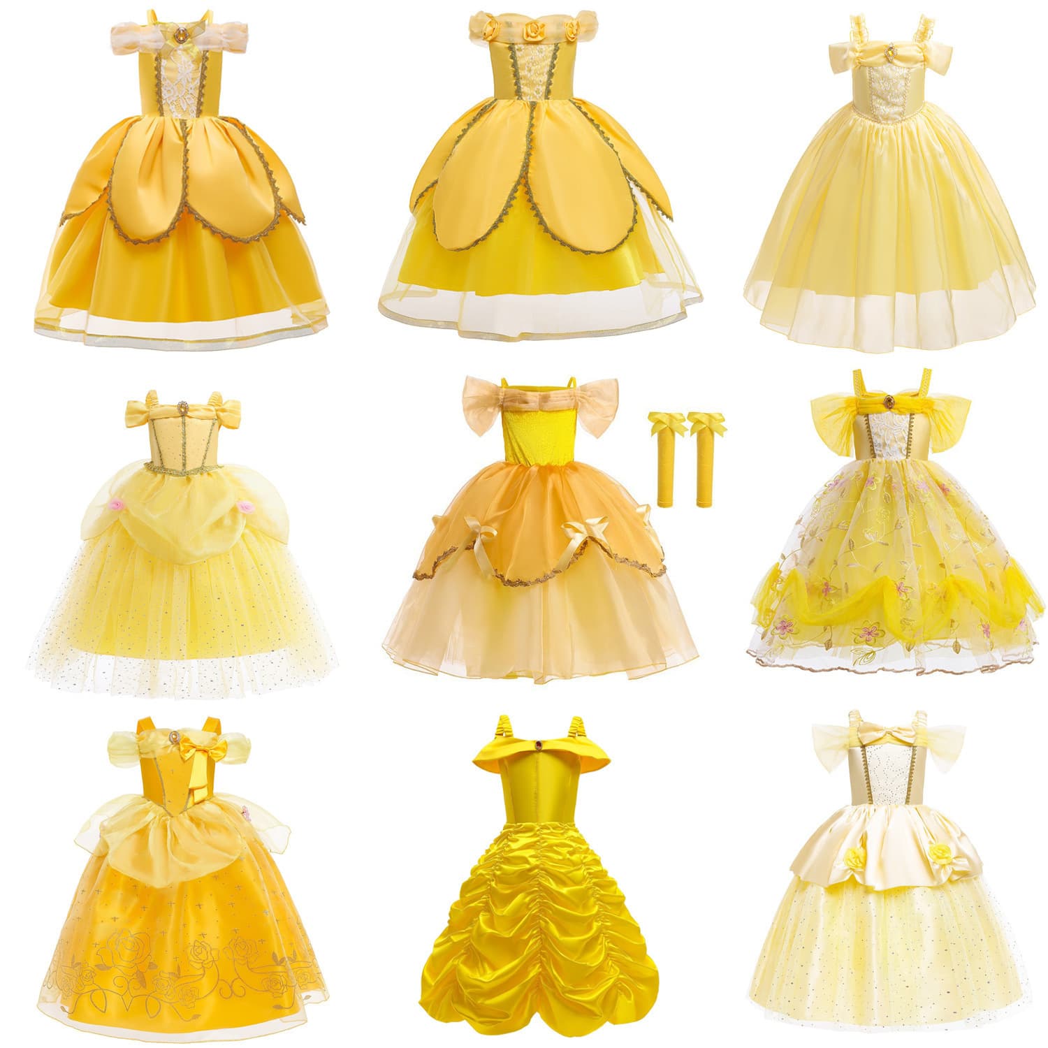 Belle Princess Halloween Tutu Dress Girls Costume Beauty and the Beast Child Belle Princess Outfit