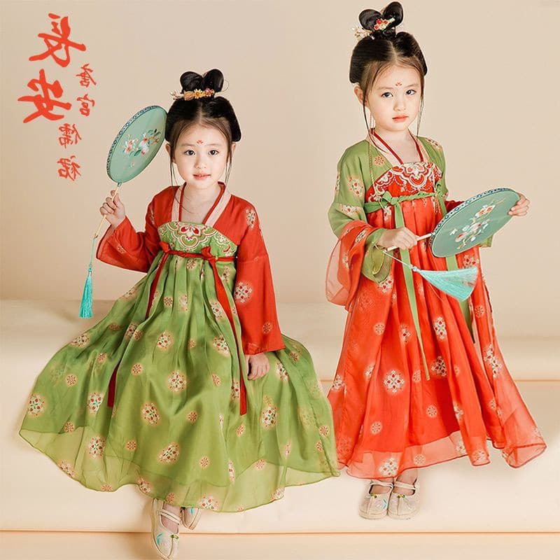 Girls Hanfu Autumn Chinese Style Retro Ru Skirt Fairy Dress Festive Baby Girl Dunhuang Style Performance Costume