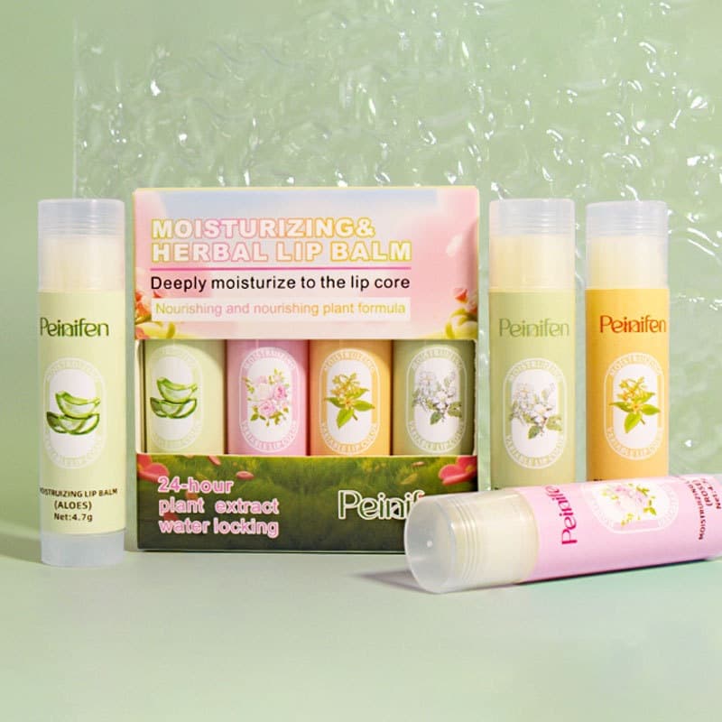 Cross-border foreign trade Penifen Vaseline Double Moisturizing Lip Balm Fresh Pouty Lips Moisturizing Flower Language Lip Balm Set