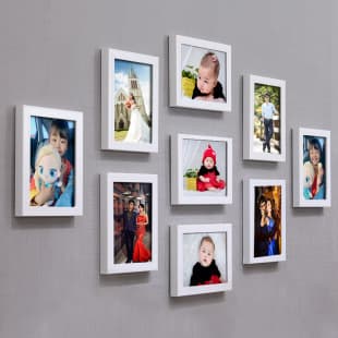 Minimalist Modern 7-Inch Picture Frame Wall-Mounted Photo Wall 9-Grid Creative Living Room Decoration Combination No-Drill Photo Wall