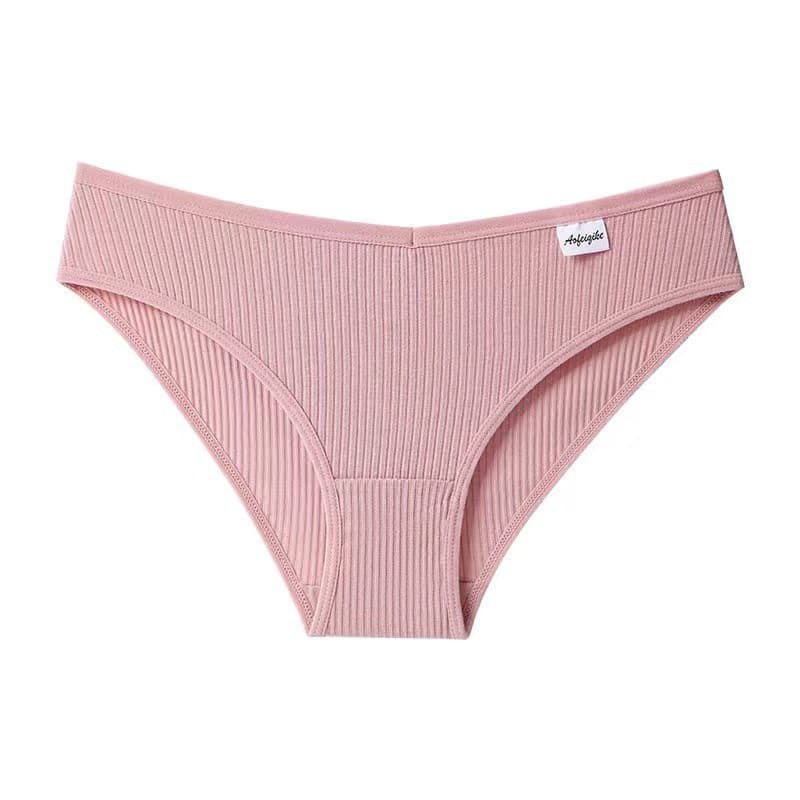 Cross-border Hot Seller Ribbed Women's Underwear Cotton Japanese Sexy Lifting Sports European and American Mid-Low Waist Bikini