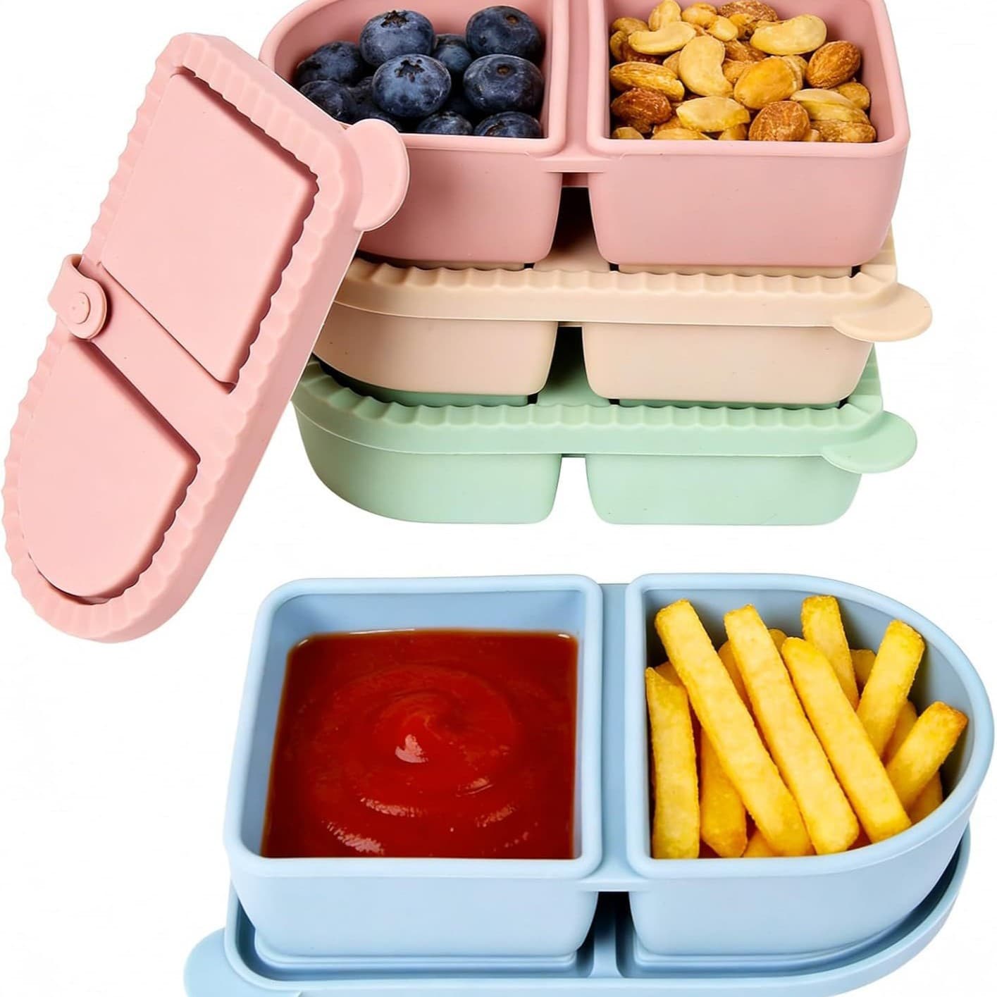 Silicone snack box microwaveable lunch box snack container fruit preservation sauce box