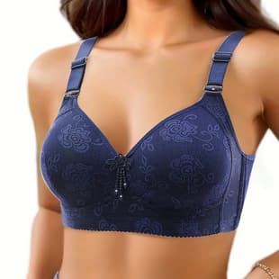 Cross-border Large Size Jacquard Thin Cup Three-Row Hook Full Coverage Bra for Middle-aged and Elderly Women, Push-up, Non-magnetic, Wire-free, Sexy Lingerie