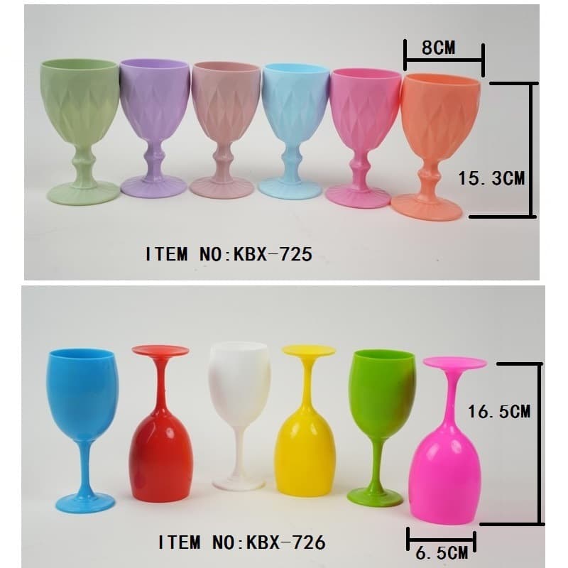 Plastic Wine Glasses, Colored Stemware, Juice Cups, Wine Cups KBX-726
