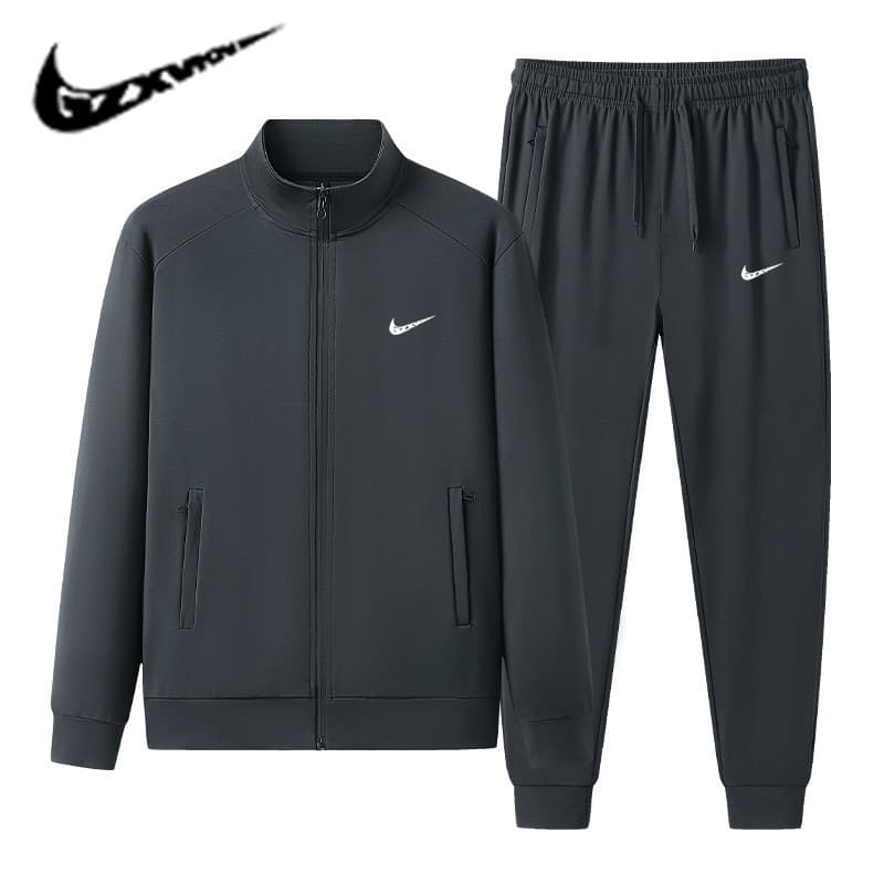 Men's 2026 Tencel Roman Sportswear Set Spring Autumn Men's Casual Stand Collar Sweatshirt Sweatpants Two-Piece Set