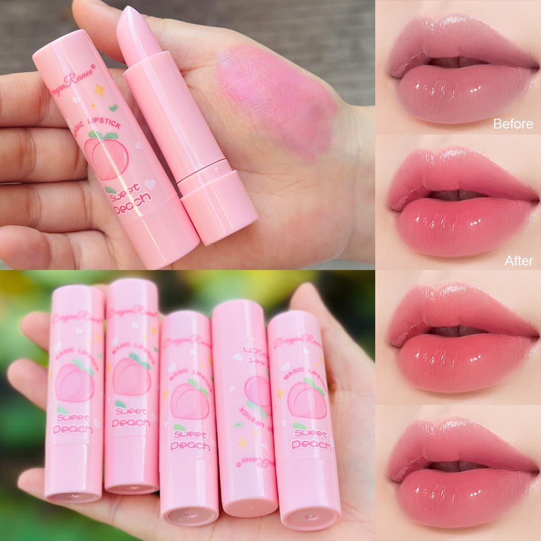 Cross-border exclusive supply of DragonRanee Peach Color Changing Lip Balm Moisturizing Repair Color Changing Lipstick Trade