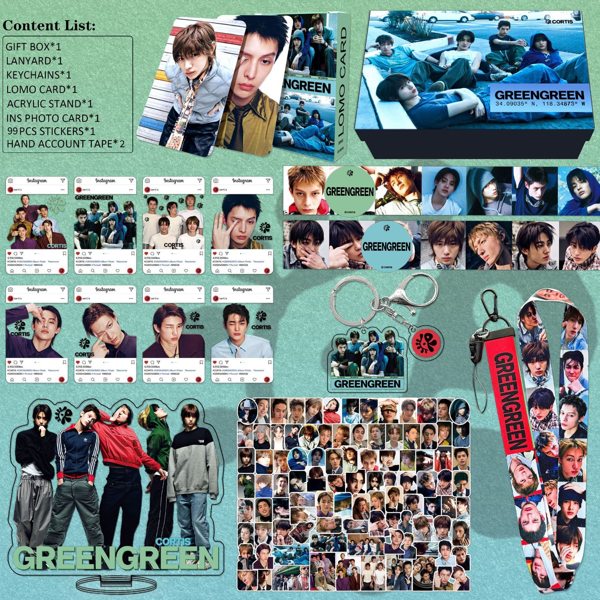 CORTIS Gift Box Mini Album GREENGREEN Photocards Luggage Tag Keychain Set Kpop