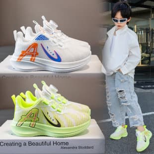 Children's Sports Shoes Boys Running Shoes Spring and Autumn New Student Basketball Shoes Lightweight Breathable Boys Casual Mesh Shoes
