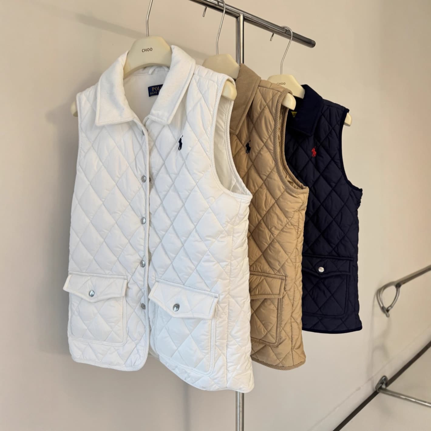 RL Ralph Pony Nanyou Wholesale Ralph Pony Embroidery Diamond Quilted Cotton Vest for Women, Winter New Arrival Fashionable Cotton Jacket