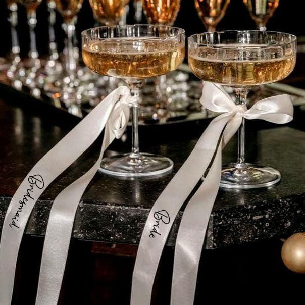 Cross-border Amazon Hot Selling Wedding Wine Glass Decoration Ribbon Bride Bridesmaid Ribbon Party Toast Streamer