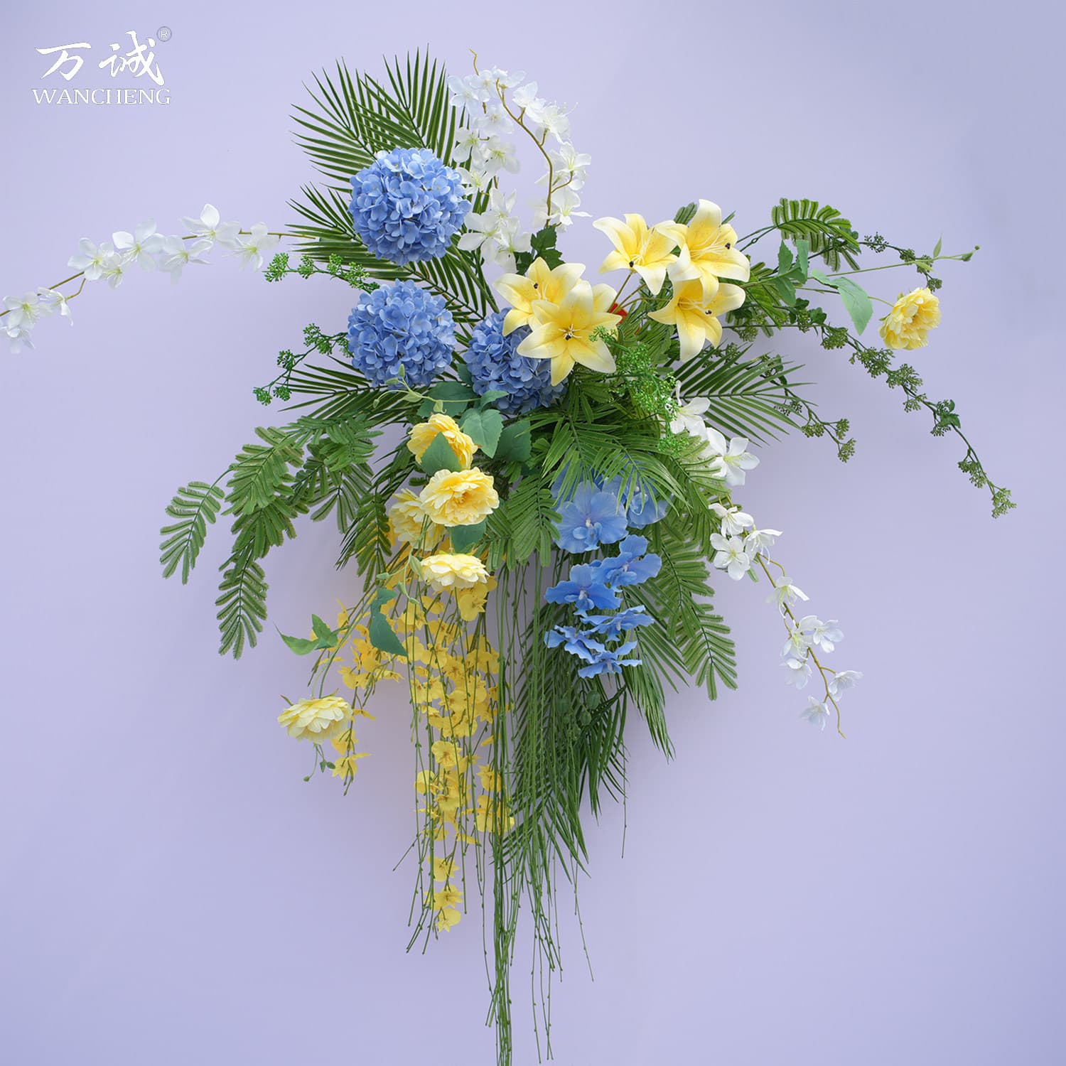 New forest style artificial flower scene layout background hanging point flower arrangement wedding props decoration engagement party floral art