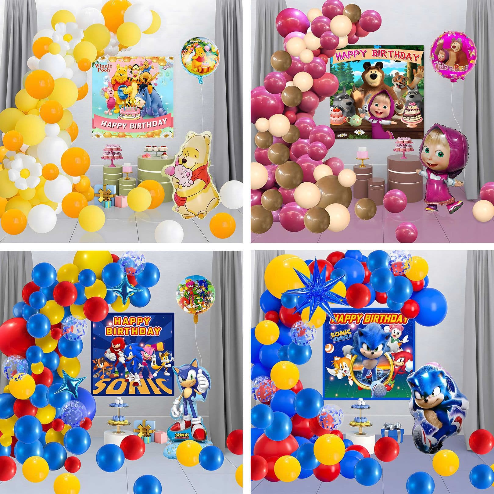 Kids Birthday Balloon Set for Ages 1-5, Party Scene Decoration Supplies, Complete Set for Boys and Girls