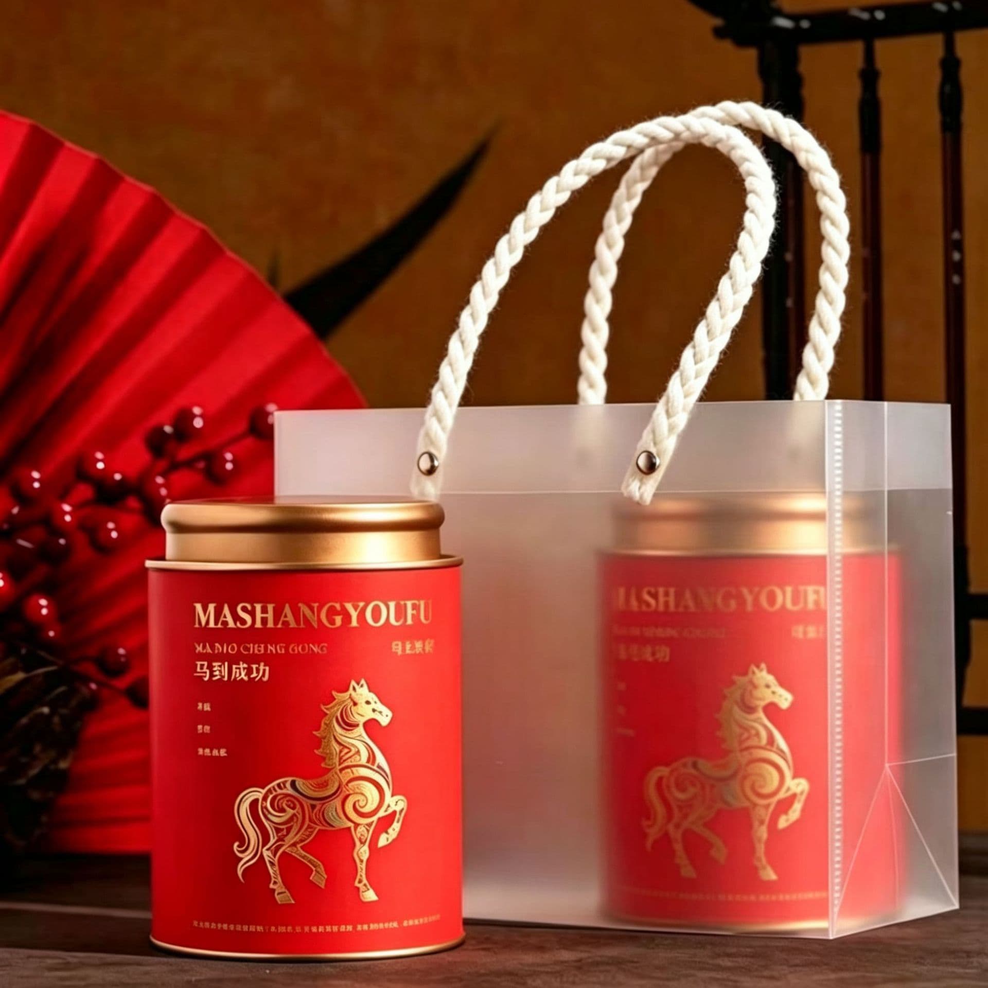 Premium Horse Year Tea Canister, High-Quality Jin Jun Mei, Success Gift Box, Empty Sealed Can, Storage Container, Packaging Box