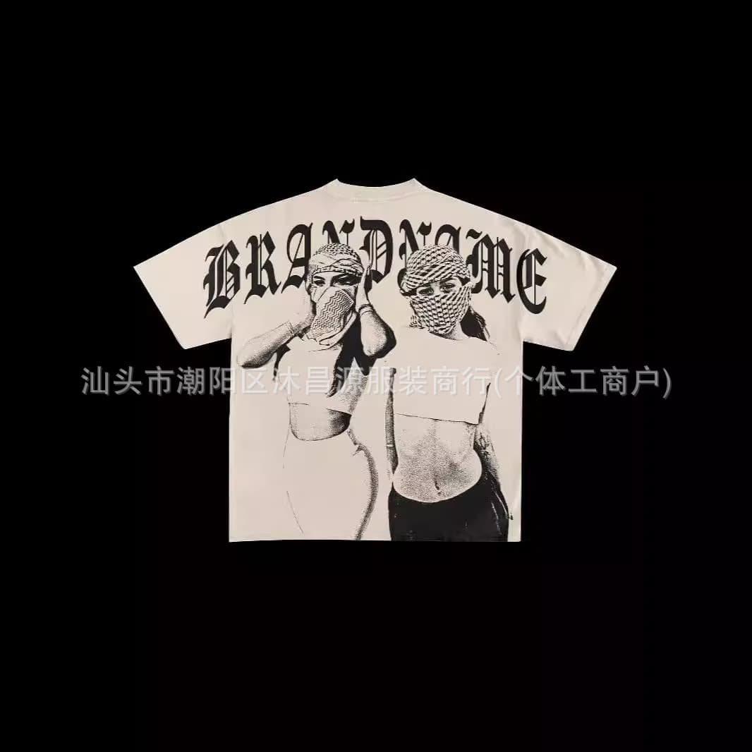 2024 Summer New American Street Style Creative Bandit Print Retro Y2K Unisex Loose T-Shirt