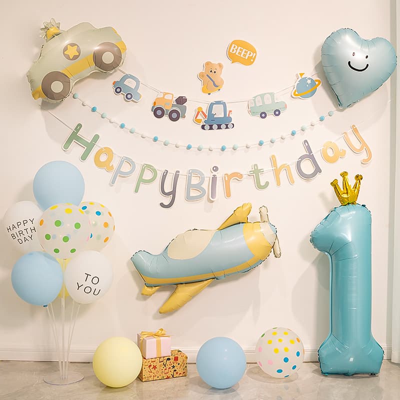 ins balloon boy baby child 1st birthday scene layout decoration capture week background wall photo props