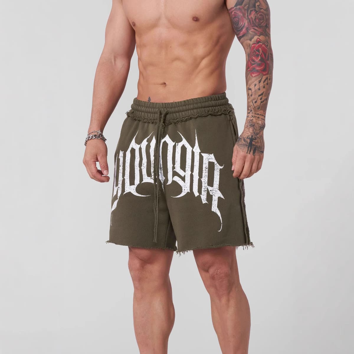 YOUNGLA American new men's shorts jogger sports fitness cotton five-quarter pants casual trendy shorts