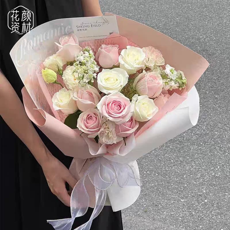 Huayan Materials Oil Painting Fanghua Series Romantic Floral Oil Painting Wrapping Paper for Fresh Flowers Roses Bouquet Packaging