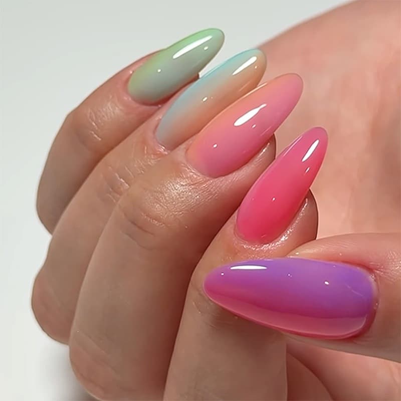 New foreign trade cross-border short square nails European and American ins style multi-color colorful high-quality fake nails 30 pieces of manicure