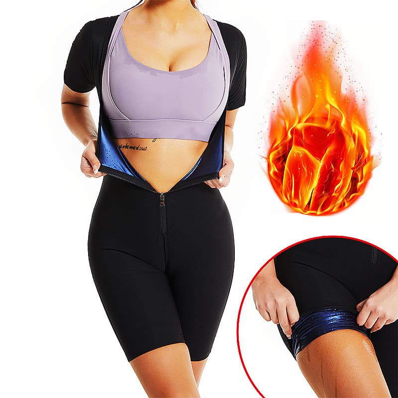 Amazon Women's Running Fitness Sweat Suit Cross-border Shaping Body Shaping Dress European and American Sports Body Shaping Dress