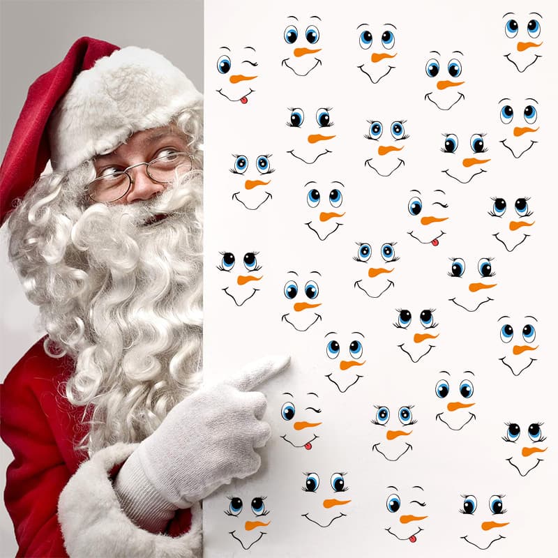 Cross-border Christmas wall stickers PVC self-adhesive cartoon snowman expression stickers refrigerator stickers snowflake window stickers wall decoration wall stickers